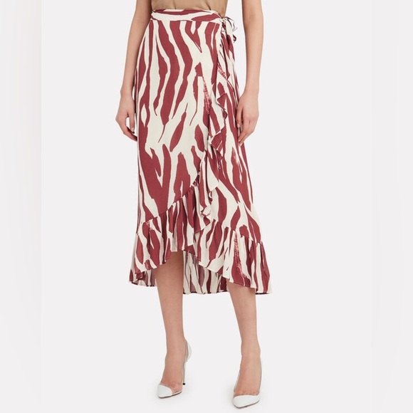 Anine Bing Lucky Wrap Skirt- Red Zebra (15) - Picture 4 of 15